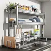 Estante Retráctil para Escurrir Platos de Acero Inoxidable 304 Estante de Almacenamiento para Encimera de Cocina Cesta para Lavar Platos Estante de Almacenamiento para Tazones y Platos Engrosado
