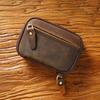 Estuche para llaves multifuncional de cuero original para hombres y mujeres, bolso de piel de vaca de gran capacidad para cambio de licencia de conducir, bolso de mano hecho a mano, billetera