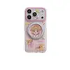 Funda Estilo Japonés Linda de Dibujos Animados con Soporte Giratorio de 360 Grados para Apple 17 Pro Max, Compatible con Funda para Teléfono 16 Pro Max 15 Pro