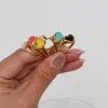 Anillo de Acero Inoxidable con Baño de Oro de 18K con Goteo de Aceite Negro Estilo Nuevo Exagerado Francés Ins Europeo y Americano para Mujeres Venta al por Mayor