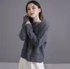 Suéter Versátil para Mujer de Lana Cachemira Gruesa Floral Cepillado Cuello en V Cuello Redondo Estilo Holgado Perezoso Abrigo para Mujer Estilo Old Money