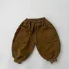 Pantalones casuales retro estilo coreano para niños, pantalones cargo holgados para niños y niñas, pantalones gruesos para bebé de primavera y otoño, pantalones largos