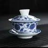 Juego de vajilla Fushou transfronterizo olla azul tetera Wufu Wanshou cuenco sancai tapa para té perfumado cuenco para arroz plato de arroz con palabras