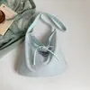 Bolsa de Ombro Casual Listrada com Letras Estilo Coreano Nova Primavera Bolsa de Mão de Grande Capacidade Nicho Bolsa de Compras para Mulheres