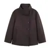 Fabricante Mayorista de Ropa para Mujer Transfronteriza Moda Nueva Primavera y Otoño Elegante Chaqueta Abrigo Corto de Lana de Cuello Alto F6