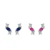 Pendientes Curvos de Zafiro Elegantes Nuevos de Plata de Ley S925 para Mujer Diseño de Nicho Rojo Rosa Geométricos Marquise Joyería para Orejas
