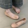 Zapatos de Ballet Estilo Hada para Combinar con Faldas, Nuevo 2025 Estilo Francés Elegante Suave Lazo Boca Baja Tacón Oculto Zapatos de Noche