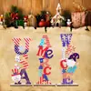 Adornos Populares Americanos para el Día de la Independencia Transfronterizos con Decoración de Letras Inglesas en Rojo, Blanco y Azul Señales de Celebración de Pie Hechas de Madera Maciza