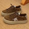 Zapatos Casuales con Cordones y Punta Redonda, Mocasines Deportivos Planos de Boca Profunda, Suela Gruesa Estrella Retro 6688