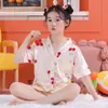 Pijama Infantil Meninos Manga Curta Meninas Verão Fino Kimono de Menino Grande Roupa de Casa de Verão para Crianças Comércio Exterior