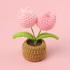 Flor de Lã Girassol Tecida à Mão Pequeno Vaso Tulipa Rosa Acabada Arranjo de Flores Ornamentação de Mesa Presente