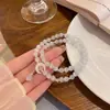 Sombra de Luna Río Gato Ojo Pulsera Super Hada Dulce y Fresca Ins Fresa Cristal Doble Círculo Luna Pulsera Estilo Princesa Niña
