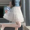 Falda de Malla Plisada Multicapa Estilo Ballet para Mujer, Falda Corta Adelgazante de Cintura Alta en Línea A que se Ajusta a la Cadera, para Primavera y Verano