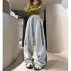 Pantalones de Chándal Rayados Americanos Morados para Mujer 2026 Otoño Cintura Alta Caída Larga Holgados Adelgazantes Casuales Deportivos Pierna Ancha