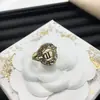Anillo Ajustable Dior/Dior Best-Seller Transfronterizo Letra Cd para Mujer, Anillo Abierto de Latón Vintage Abeja Lujo Ligero Europeo y Americano