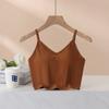 Camisola Feminina com Sutiã Embutido, Algodão Puro, Pode Ser Usada por Fora, Lindo Design nas Costas, Cobre os Seios Laterais, com Bojos, Adequada para Usar em Camadas