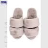 Chinelos Femininos Abertos Peludos de Comércio Exterior Chinelos de Algodão Outono e Inverno Simples de Calçar Fácil Solado Macio Sapatos de Calçar Fácil para Escritório