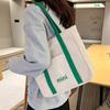 Nova bolsa de lona estilo japonês com letras simples para estudantes do sexo feminino, bolsa de ombro casual de grande capacidade, bolsa de compras