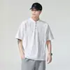 Camiseta de Manga Corta con Raya de Cascada Nueva 2026 para Hombre, Estilo Chino de Verano, Corte Holgado, Casual, Delgada, Blanca