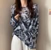 Ropa de Protección Solar de Malla Verano Nuevo Comercio Exterior Casual Casual Estampado Jersey Manga Larga Camiseta Top para Mujer Perspectiva