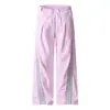 Pantalones de Chándal Sueltos de Pierna Recta con Tres Rayas para Hombre, Estilo Casual Deportivo, Estilo Americano Moderno, con Puños de Cordón