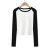 Otoño e Invierno nueva ropa europea y americana para mujer hombro combinación de colores manga larga slim camiseta top S11722