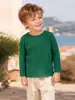 Camiseta Little maven para Niños y Niñas, Lindo Top Infantil de Otoño, Camiseta Base de Algodón de Manga Larga a Rayas de Color Sólido