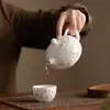 Bule Xishi de Porcelana de Jade Branco com Flor de Glicínia, Bule Único para Mulheres, Adequado para Uso Doméstico ou no Escritório