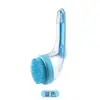 Cepillo de Baño con Mango Largo, Presiona para Liberar Líquido, Baña y Frota la Espalda, Cepillo de Baño Multifuncional, Limpia y Masajea, Champú, Cepillo para Mascotas Gato y Perro