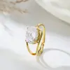 Anillo Ovalado de Acero Inoxidable con Diamante de Zircón, Diseño Moderno y Sencillo, Anillo de Joyería Estilo Europeo y Americano Electrochapado en Acero de Titanio para Mujeres