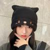 Gorro de Lana Tejido con Orejas de Oso para Niños Popular en Internet Gorro de Montón Otoño e Invierno Cálido Edición Coreana Cubre Cabeza Sombrero para el Frío Muestra Cara Pequeña