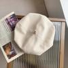 Boina negra para mujer, estilo japonés, otoño e invierno, con gran circunferencia de cabeza, sombrero de pintor octogonal pequeño, popular en Internet.