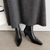 Botas Finas de Piel de Vaca Repujada para Mujer, Botas Elásticas para Otoño e Invierno, Nuevas de Piel Genuina con Tacón Grueso, Tacón Medio, Cremallera Lateral, Botines Elásticos para Mujer
