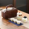 Juego de té portátil de viaje, pequeño juego para exteriores, bolsita de té de cerámica, una tetera, tres tazas, juego de té portátil, juego de tazas Express