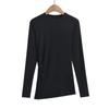 2025 Novo Outono Sexy Gola Redonda Franzido Lateral Fenda Manga Longa Camiseta Design Feminino Assimétrico Slim Top