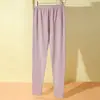 Calças compridas femininas leggings finos puros roupa íntima calças de lã primavera, outono e inverno calças com forro justo calças quentes femininas