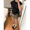 Mini Falda de Mezclilla Estilo Americano con Múltiples Bolsillos para Mujer, Nueva Llegada de Verano, Falda de Línea A Adelgazante de Cintura Alta Americana Anti-Exposición