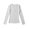 Camiseta Sexy de Puro Deseo Escote Bajo Profundo Manga Larga Otoño Temprano 2024 Spice Girls Elástica Ajustada Adelgazante Camiseta Base Superior