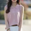 Chaleco sin mangas con cuello polo Camisa base elegante de color liso Cardigan fino de solapa Chaleco de punto al por mayor para el trabajo