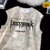 Camiseta sin mangas tie-dye estilo americano para hombre, nueva tendencia de verano 2026 estilo callejero, corte holgado casual, camiseta sin mangas de talla grande de alta calle