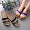 Pantuflas de Lino para el Hogar para Parejas Pantuflas de Interior Suelo de Madera Algodón y Lino Hogar Antideslizantes Suela Gruesa Pantuflas de Verano para Hombre y Mujer