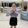 Maiyoyo|Top de Renda Franzida Estilo Coreano Doce e Fofo para Meninas Pequenas e Médias