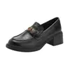 Mocasines de tacón grueso, suela de plataforma, con estampado de camelia para mujer, nueva colección otoño 2026, zapatos de vestir estilo británico, planos sin cordones