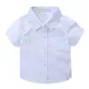Camisa branca de algodão para meninos Roupas de desempenho de manga comprida Camisa branca feminina do ensino médio Vestido de menino para crianças Uniforme escolar do aluno