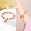 Pulseira de Cristal Pixiu de Cristal Morango Natural Corda Amarela Cristal Amarelo Cristal com Cabelos Dourados Pulseira para Meninas de Luxo Leve Atacado