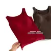 Chaleco de Tirantes Anchos con Copas Fijas 750 para Otoño/Invierno, Camisola Cepillada Versátil Adelgazante, Color Sólido, Cuello en U, Capa Base, Chaleco Cálido