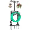 Soporte de Manguera de Jardín de Pie, Estante Metálico Desmontable para Almacenamiento de Mangueras de Agua, Patio Exterior Césped Granja