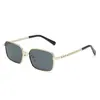 Daughter de chaebol europea y americana espejo metálico cuadrado dorado pata de giro gafas de sol marrones dobles moda femenina parasol gafas de sol vintage hombres