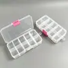 Caja de Almacenamiento Transparente de PP Desmontable de 10 Compartimentos para Joyería y Accesorios Pequeños, Caja para Strass de Uñas, Organizador de Escritorio y Caja de Almacenamiento