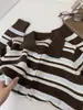 Suéter Listrado Início do Outono Estilo Coreano Casual Casual Mais Fácil de Combinar Suéter Feminino Solto Casual Mais Fácil de Combinar Top 0815